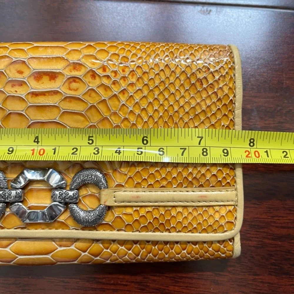 Brighton Snakeskin Wallet Patent Leather Crocodile Tan Silver Preppy Y2K Travel‎